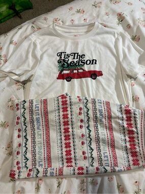 Wondershop White Pajama Set with Red Car & Festive Print